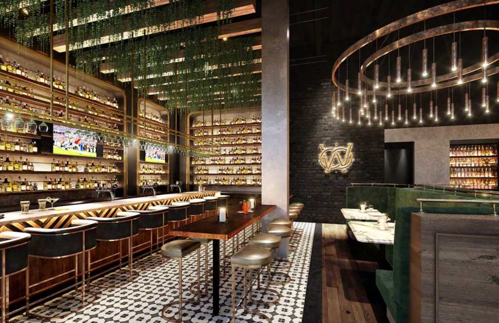 Architectural rendering of the bar at Warren Naples